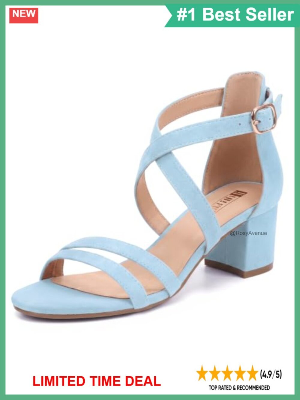 IDIFU Strappy Low Chunky Heeled Sandals for Women - 2 Inch Block Heels